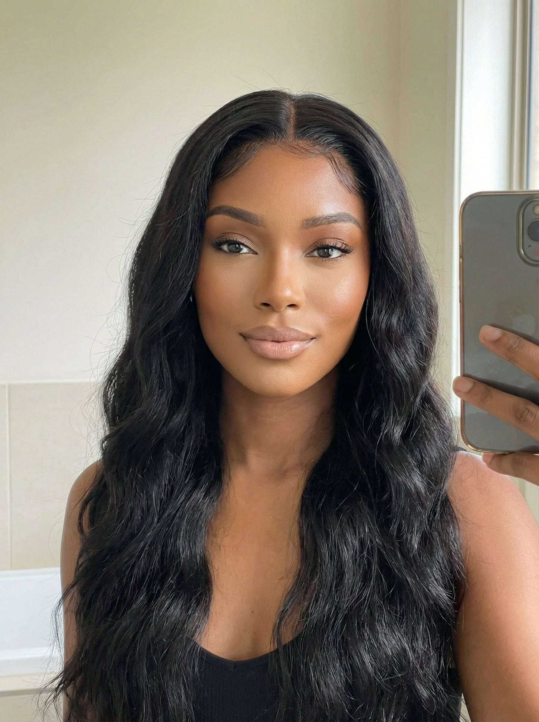 Ciara Natural Wave Lace Front Wig – Burmese Virgin Human Hair, Glueless & Natural Hairline